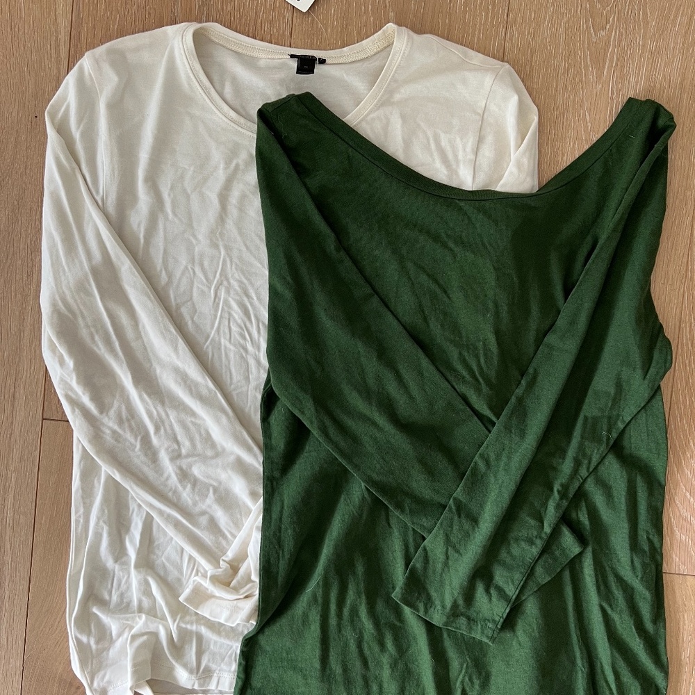 LOT OF 2 NWT JCREW LONG SLEEVE CREWNECK & SCOOPBACK T SHIRTS SIZE MEDIUM